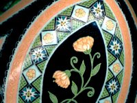 Peach Posy Ukrianian Easter Egg Pysanky By So Jeo : pysanky pysanka ukrainian easter egg batik art sojeo florals flowers birds stars trees vines blooms buds bluebird owl art sojeo so jeo eggshell egg shell blown decoration ivy garden rainbow rosie posy nightshad victorian trees etched brown chicken eggs turkey